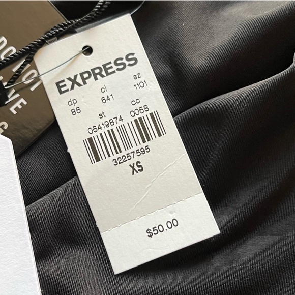 Express bodysuit black Cody contour one shoulder twist compression XS New - Picture 4 of 13